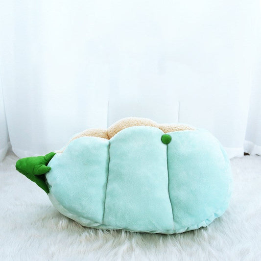 KTX-162771 Cozy Semi-Enclosed Cat Litter with Soft Flannel, Lamb Wool, and High Elastic PP Cotton, 60x38x30cm