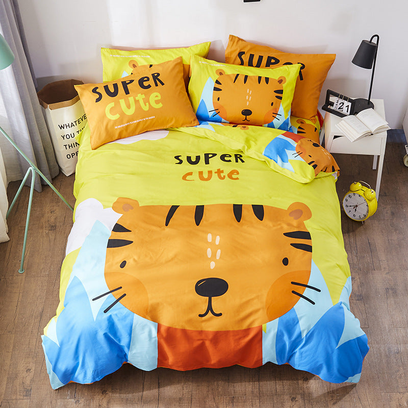 KTX-163411 Cartoon-Themed 4-Piece Cotton Bedding Set for 1.8m Beds