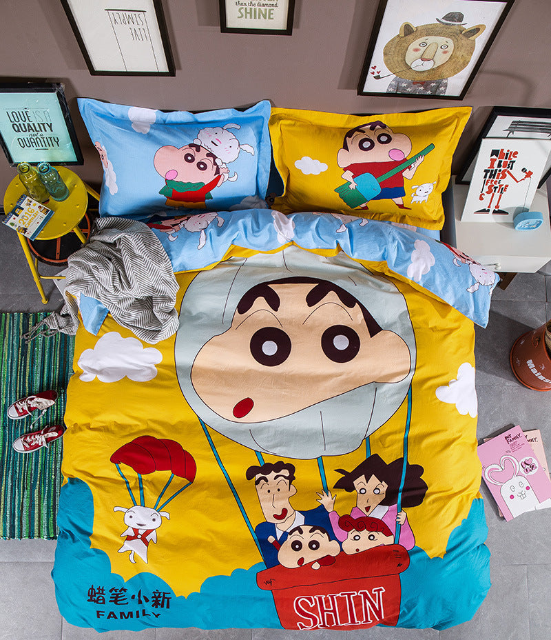 KTX-163411 Cartoon-Themed 4-Piece Cotton Bedding Set for 1.8m Beds
