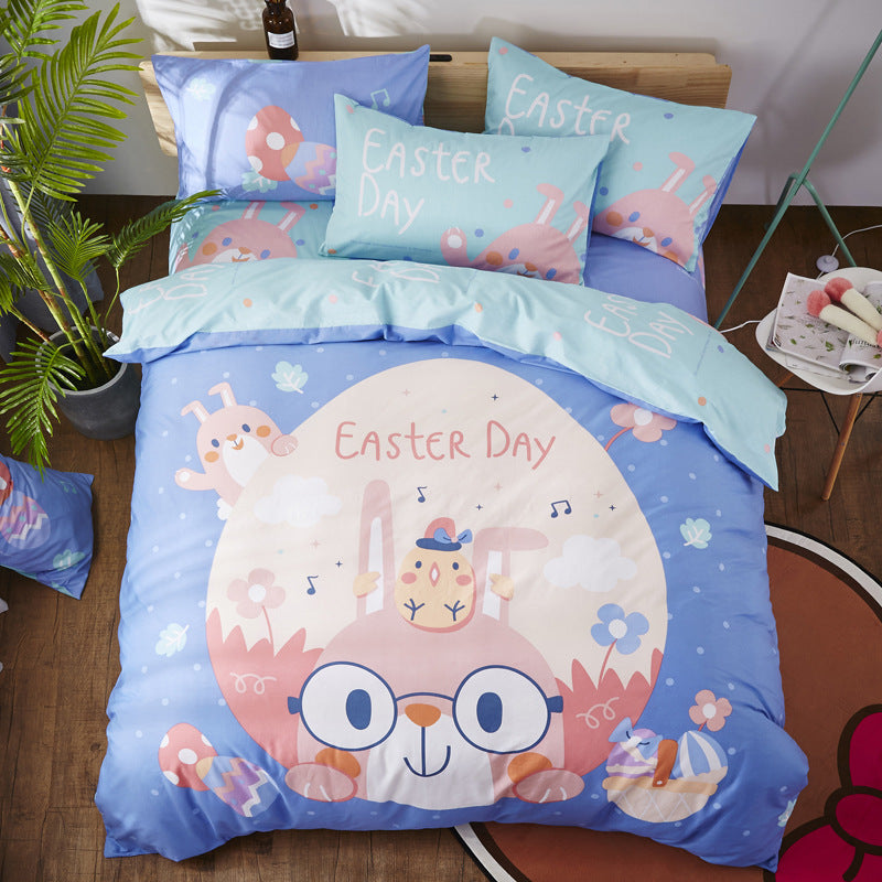 KTX-163411 Cartoon-Themed 4-Piece Cotton Bedding Set for 1.8m Beds