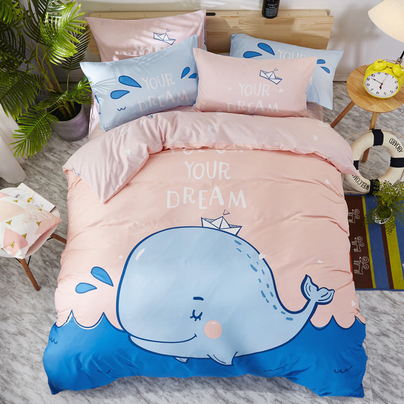 KTX-163411 Cartoon-Themed 4-Piece Cotton Bedding Set for 1.8m Beds