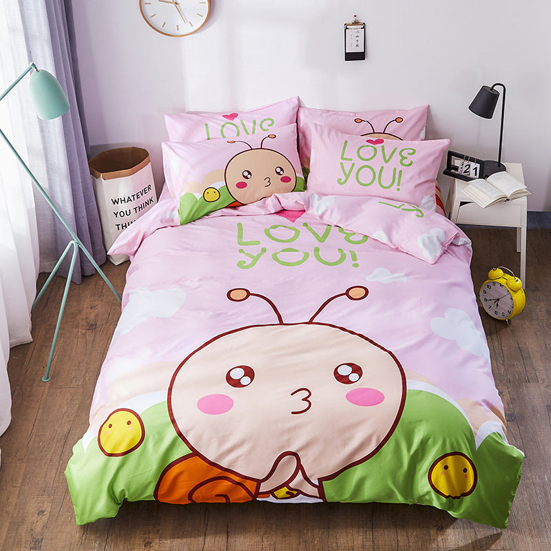 KTX-163411 Cartoon-Themed 4-Piece Cotton Bedding Set for 1.8m Beds