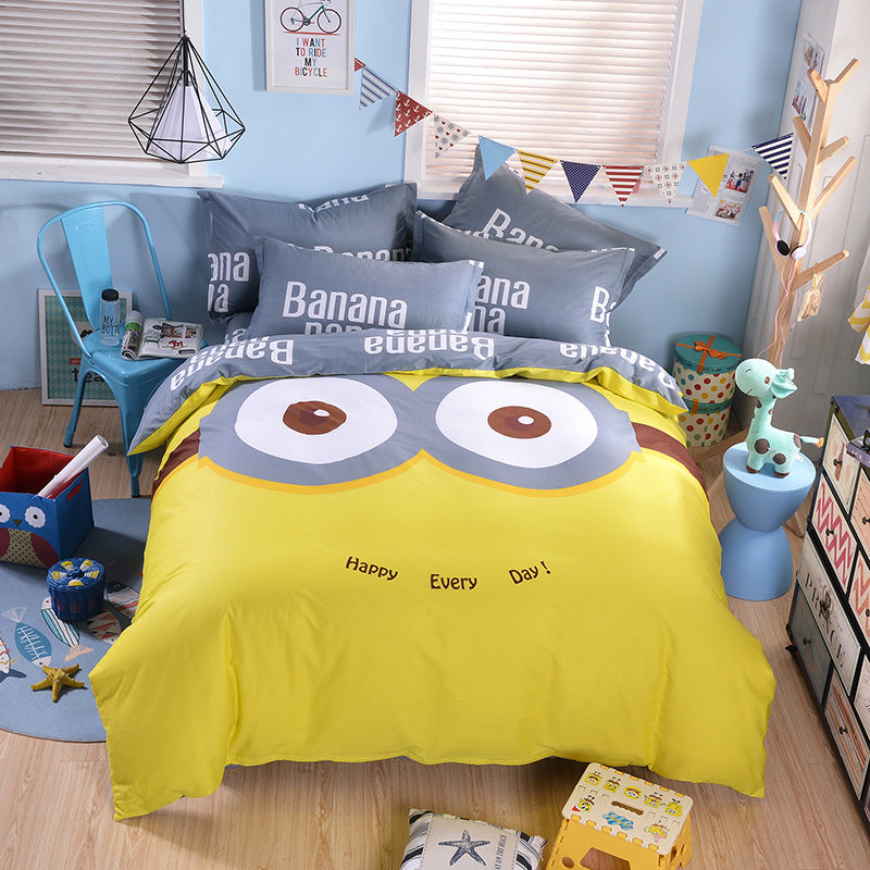 KTX-163411 Cartoon-Themed 4-Piece Cotton Bedding Set for 1.8m Beds