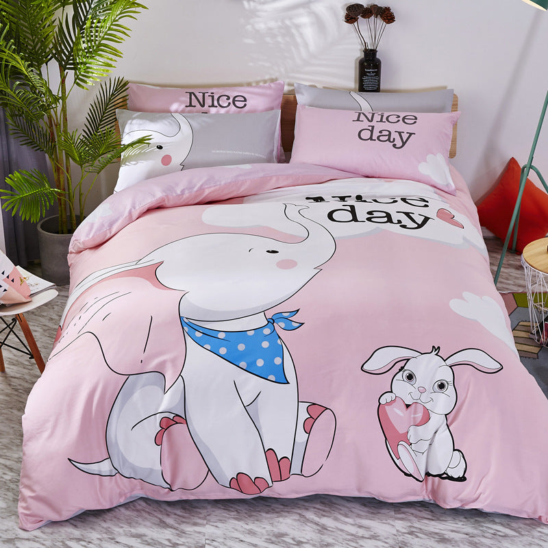 KTX-163411 Cartoon-Themed 4-Piece Cotton Bedding Set for 1.8m Beds