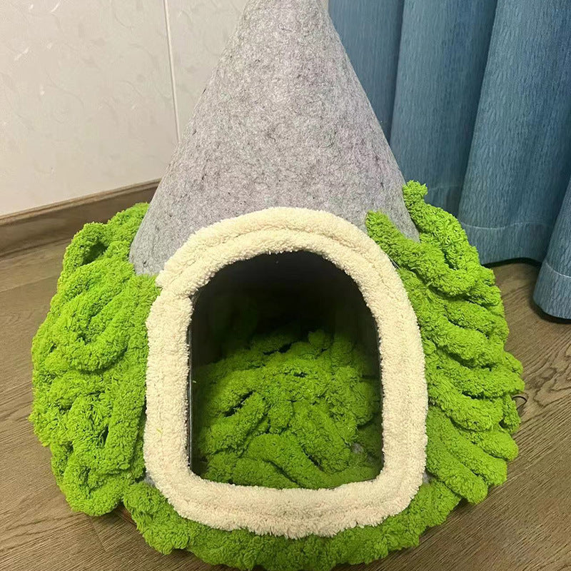 KTX-163923 Cozy Handmade Felt Cat House Tent – Indoor Pet Nest for Cats Under 12 Pounds