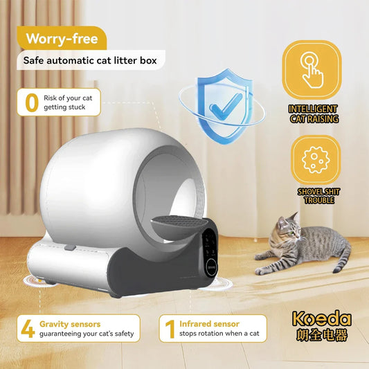 KTX-165075 Extra Large Automatic Cat Litter Box with APP Control, Self-Cleaning Feature, 10kg Capacity, Odor Control, Easy to Clean