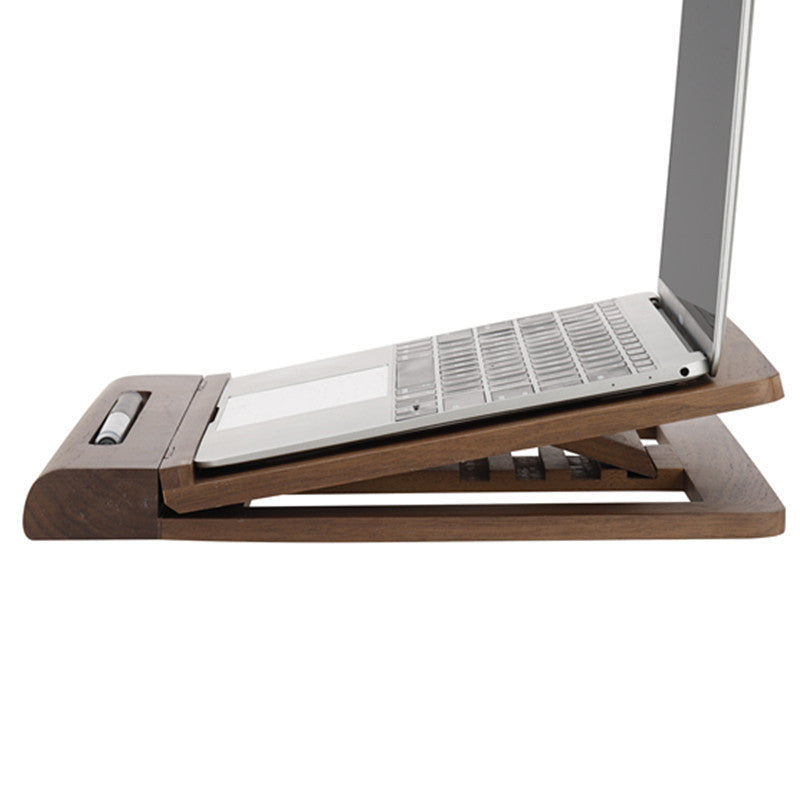 KTX-165139 Adjustable Walnut Laptop Raising Shelf Folding Rack for 15-Inch Computers