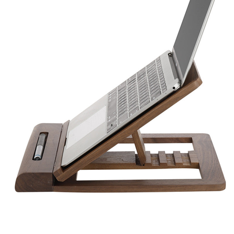 KTX-165139 Adjustable Walnut Laptop Raising Shelf Folding Rack for 15-Inch Computers