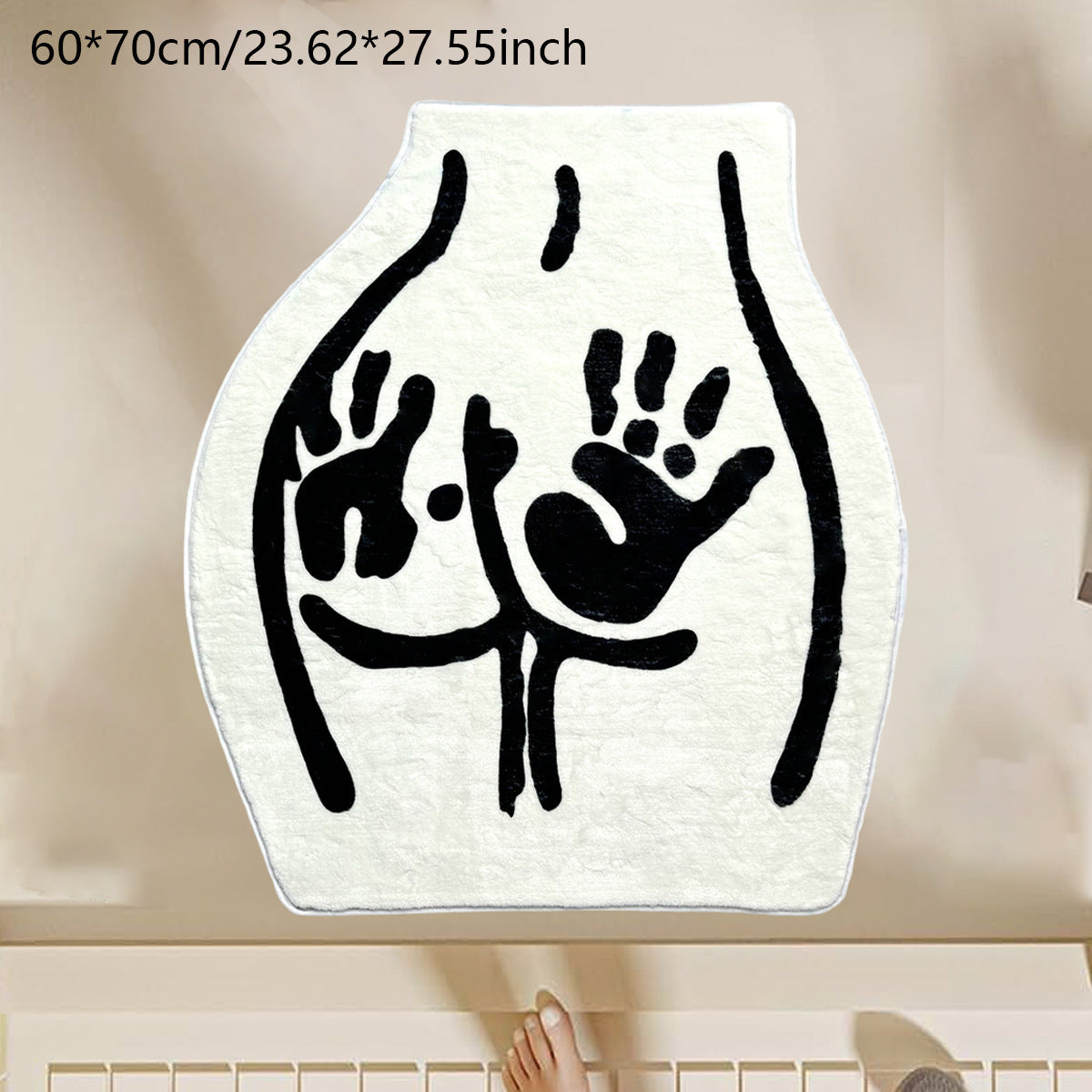 KTX-165843 White Polyester Fiber Alien Design Carpet for Bathroom and Bedroom - 60x70cm