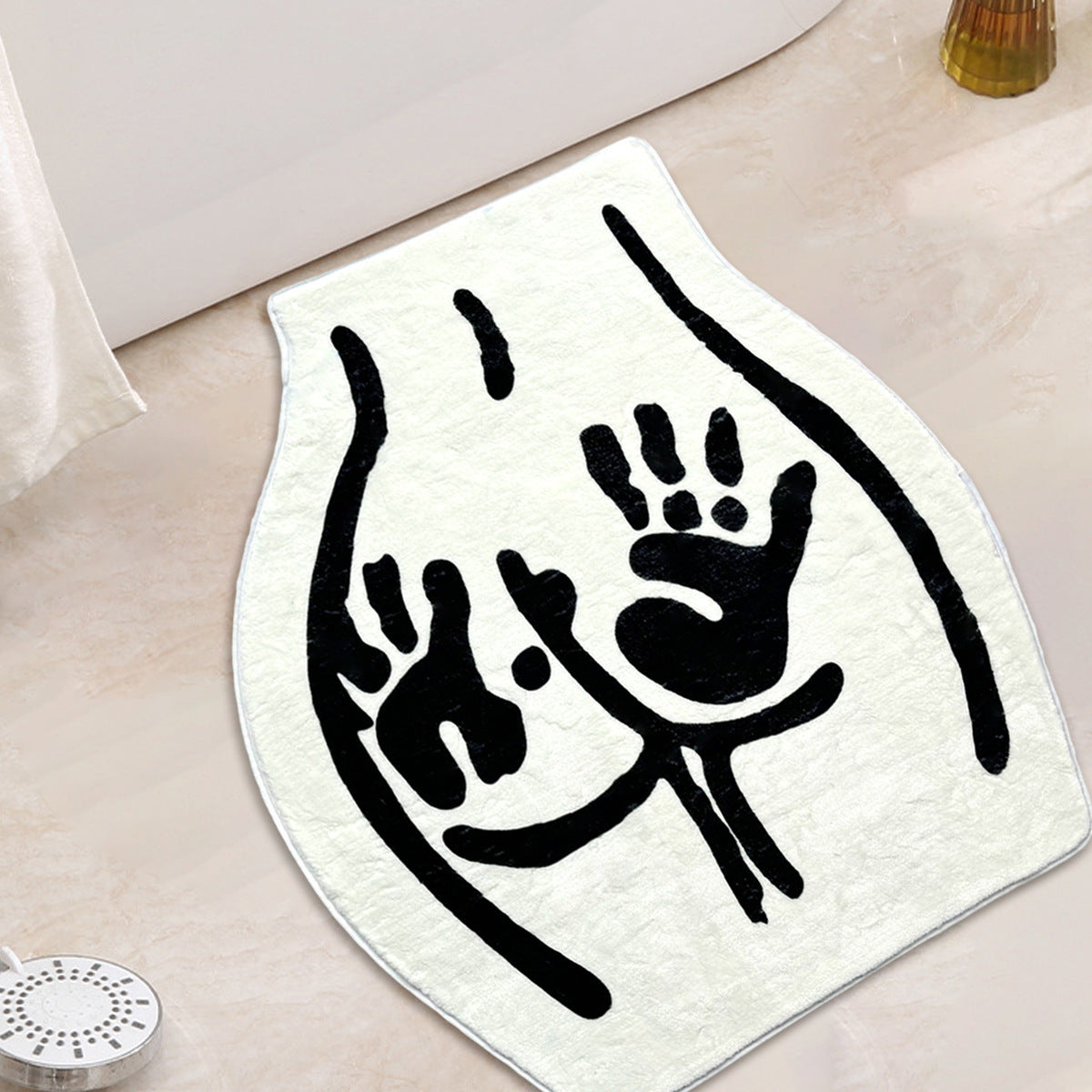 KTX-165843 White Polyester Fiber Alien Design Carpet for Bathroom and Bedroom - 60x70cm