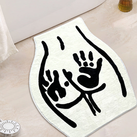KTX-165843 White Polyester Fiber Alien Design Carpet for Bathroom and Bedroom - 60x70cm