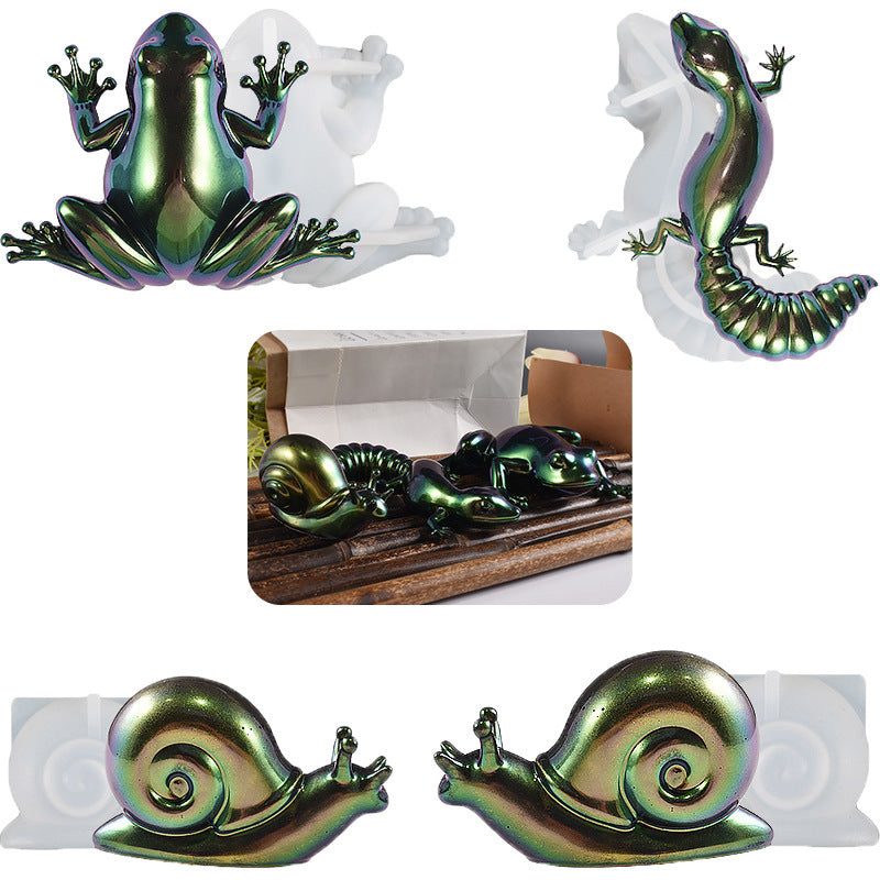 KTX-168019 Easter-Themed Silicone Molds for Small Animal Ornaments – Frog, Lizard, and Snail