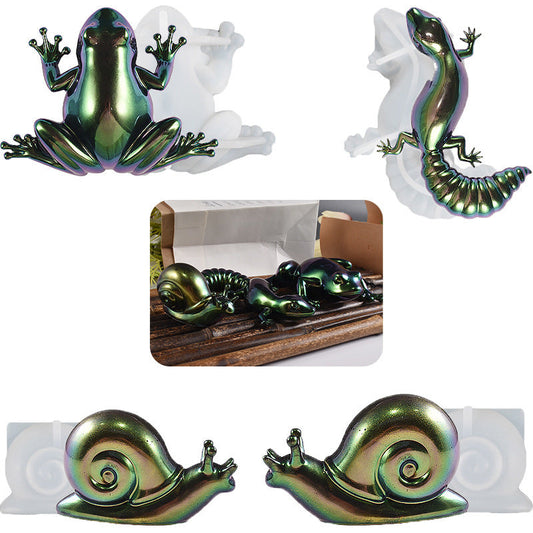 KTX-168019 Easter-Themed Silicone Molds for Small Animal Ornaments – Frog, Lizard, and Snail
