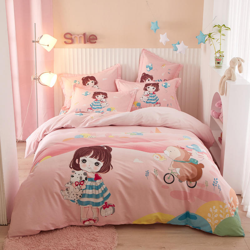 KTX-168403 Cotton Cartoon Four-Piece Bedding Set for Boys and Girls