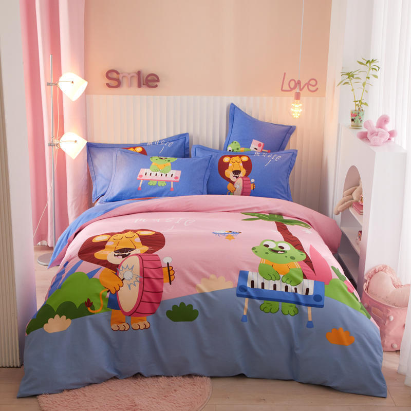 KTX-168403 Cotton Cartoon Four-Piece Bedding Set for Boys and Girls