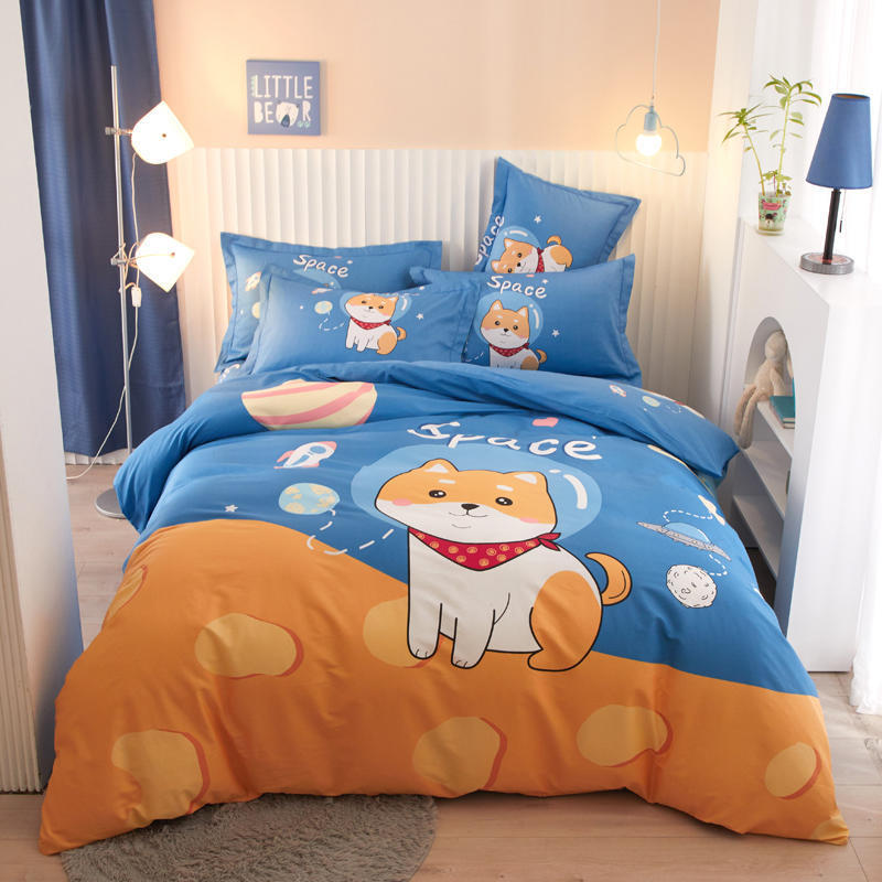 KTX-168403 Cotton Cartoon Four-Piece Bedding Set for Boys and Girls