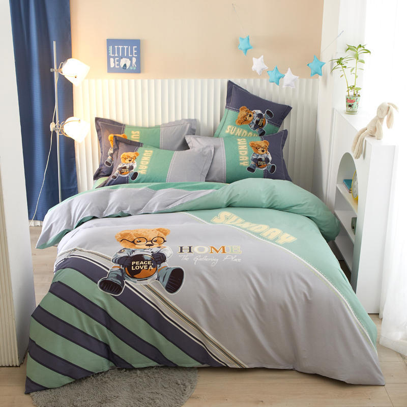 KTX-168403 Cotton Cartoon Four-Piece Bedding Set for Boys and Girls