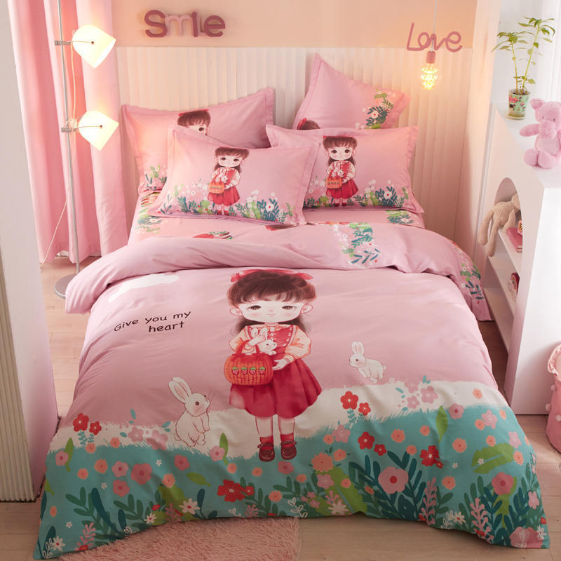 KTX-168403 Cotton Cartoon Four-Piece Bedding Set for Boys and Girls