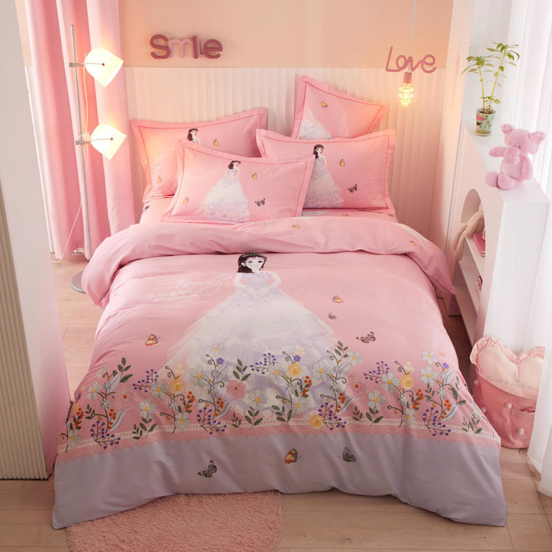 KTX-168403 Cotton Cartoon Four-Piece Bedding Set for Boys and Girls