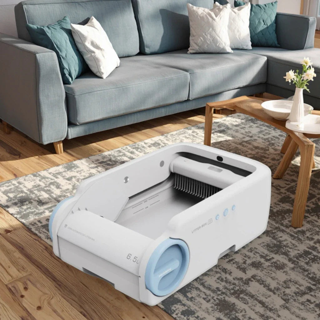 KTX-168531 Semi-Automatic Cat Litter Box with Infrared Sensors and Easy Clean Features, 6.5L Capacity