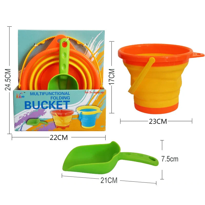 KTX-169491 Collapsible 2.5L Silicone Sand Bucket for Kids - Portable Beach Toy for Summer Fun