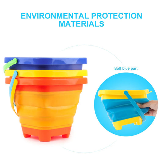 KTX-169491 Collapsible 2.5L Silicone Sand Bucket for Kids - Portable Beach Toy for Summer Fun