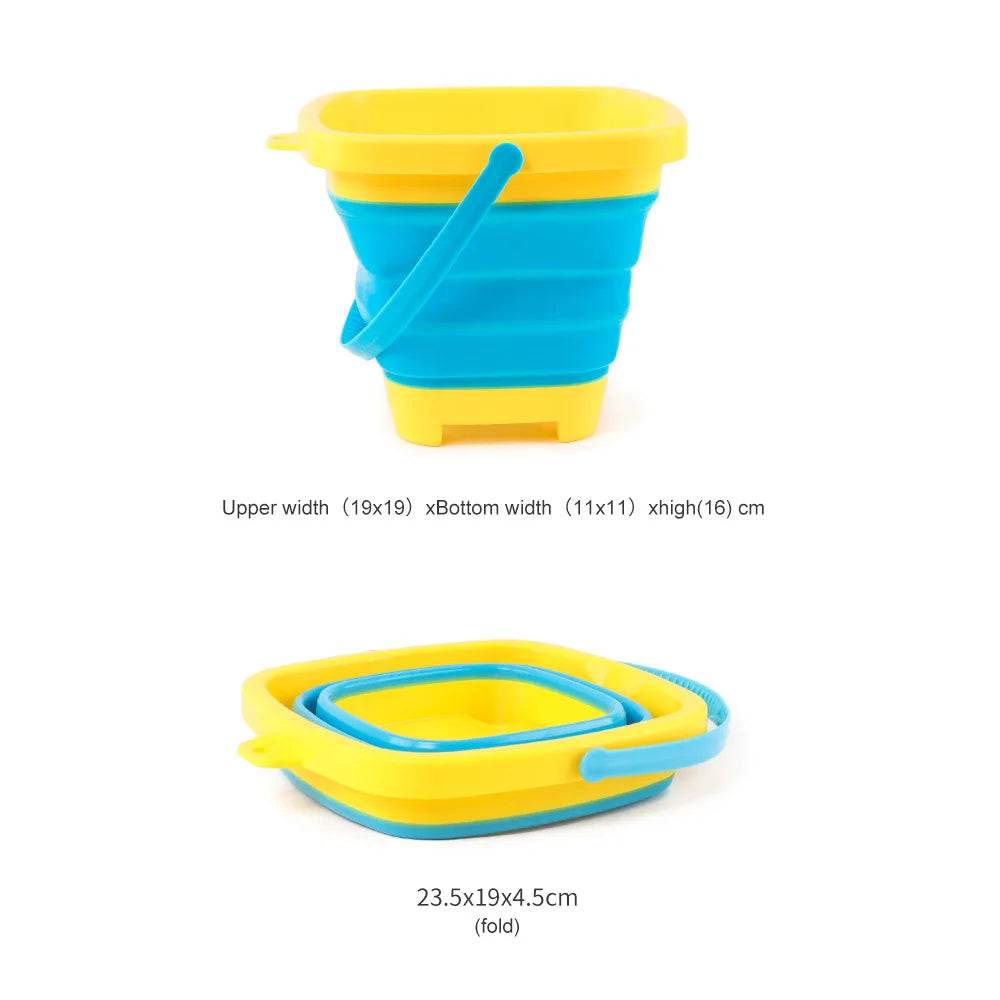 KTX-169491 Collapsible 2.5L Silicone Sand Bucket for Kids - Portable Beach Toy for Summer Fun