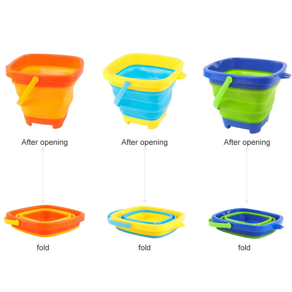 KTX-169491 Collapsible 2.5L Silicone Sand Bucket for Kids - Portable Beach Toy for Summer Fun