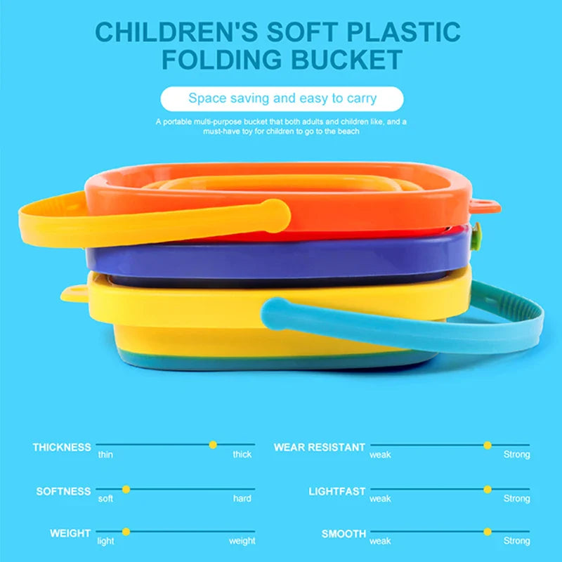 KTX-169491 Collapsible 2.5L Silicone Sand Bucket for Kids - Portable Beach Toy for Summer Fun