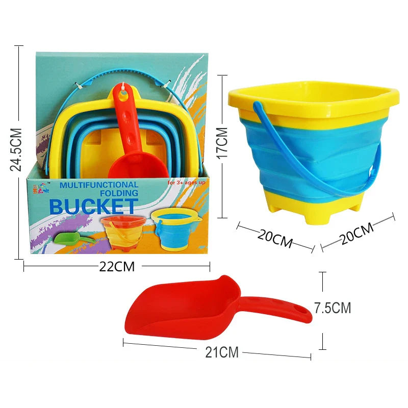 KTX-169491 Collapsible 2.5L Silicone Sand Bucket for Kids - Portable Beach Toy for Summer Fun