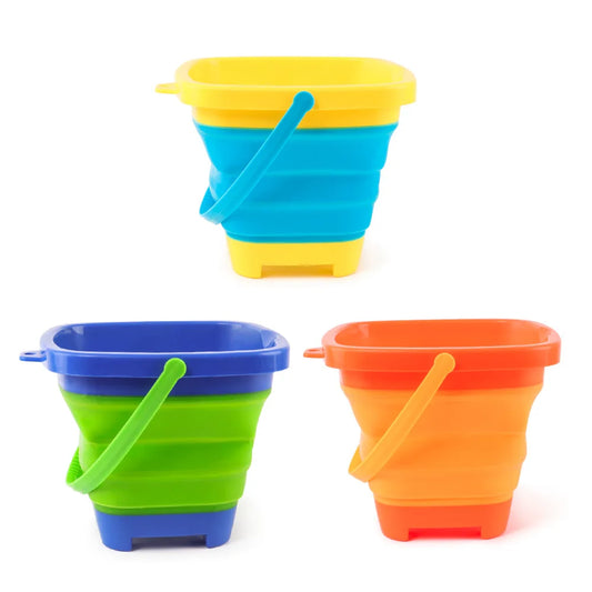 KTX-169491 Collapsible 2.5L Silicone Sand Bucket for Kids - Portable Beach Toy for Summer Fun