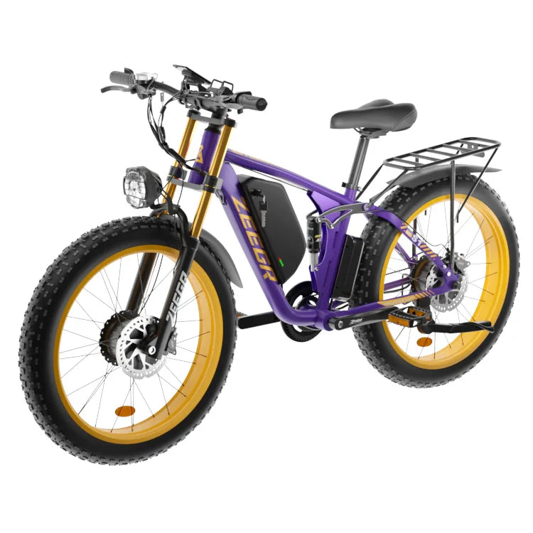 KTX-169939 48V 2000W Electric Fat Tire Bike with Full Suspension and 7-Speed Gears, Hydraulic Disc Brakes, and LED Lights