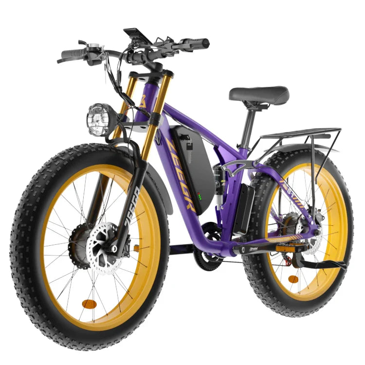 KTX-169939 48V 2000W Electric Fat Tire Bike with Full Suspension and 7-Speed Gears, Hydraulic Disc Brakes, and LED Lights