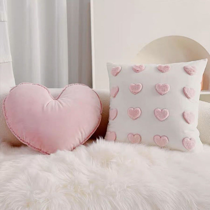 KTX-170195 Heart-Shaped Minimalist Sofa Pillowcase for Living Room Decor