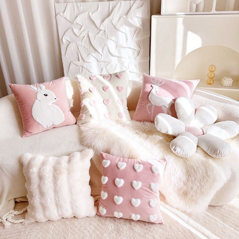 KTX-170195 Heart-Shaped Minimalist Sofa Pillowcase for Living Room Decor