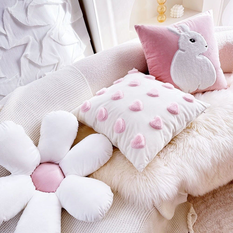 KTX-170195 Heart-Shaped Minimalist Sofa Pillowcase for Living Room Decor