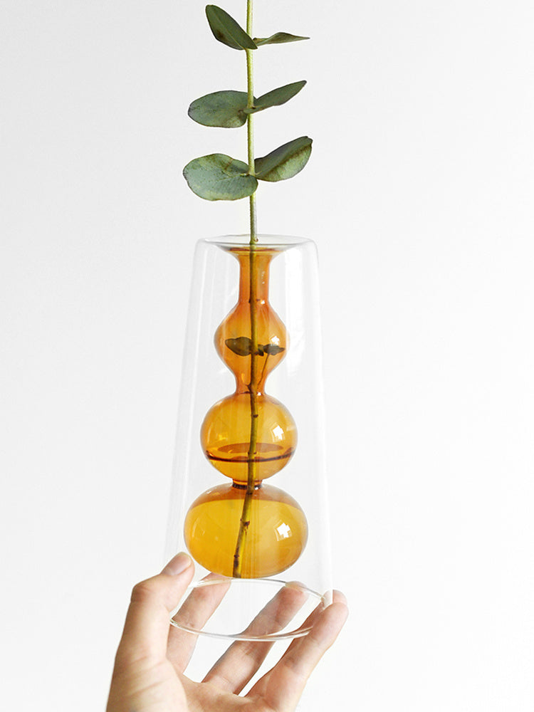 KTX-170323 Retro Gourd Hydroponic Glass Vase for Nordic Home Decor