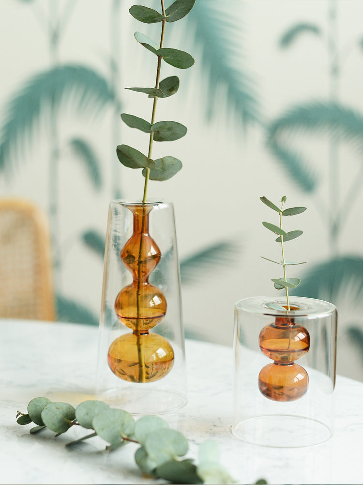 KTX-170323 Retro Gourd Hydroponic Glass Vase for Nordic Home Decor
