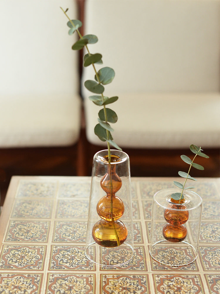 KTX-170323 Retro Gourd Hydroponic Glass Vase for Nordic Home Decor