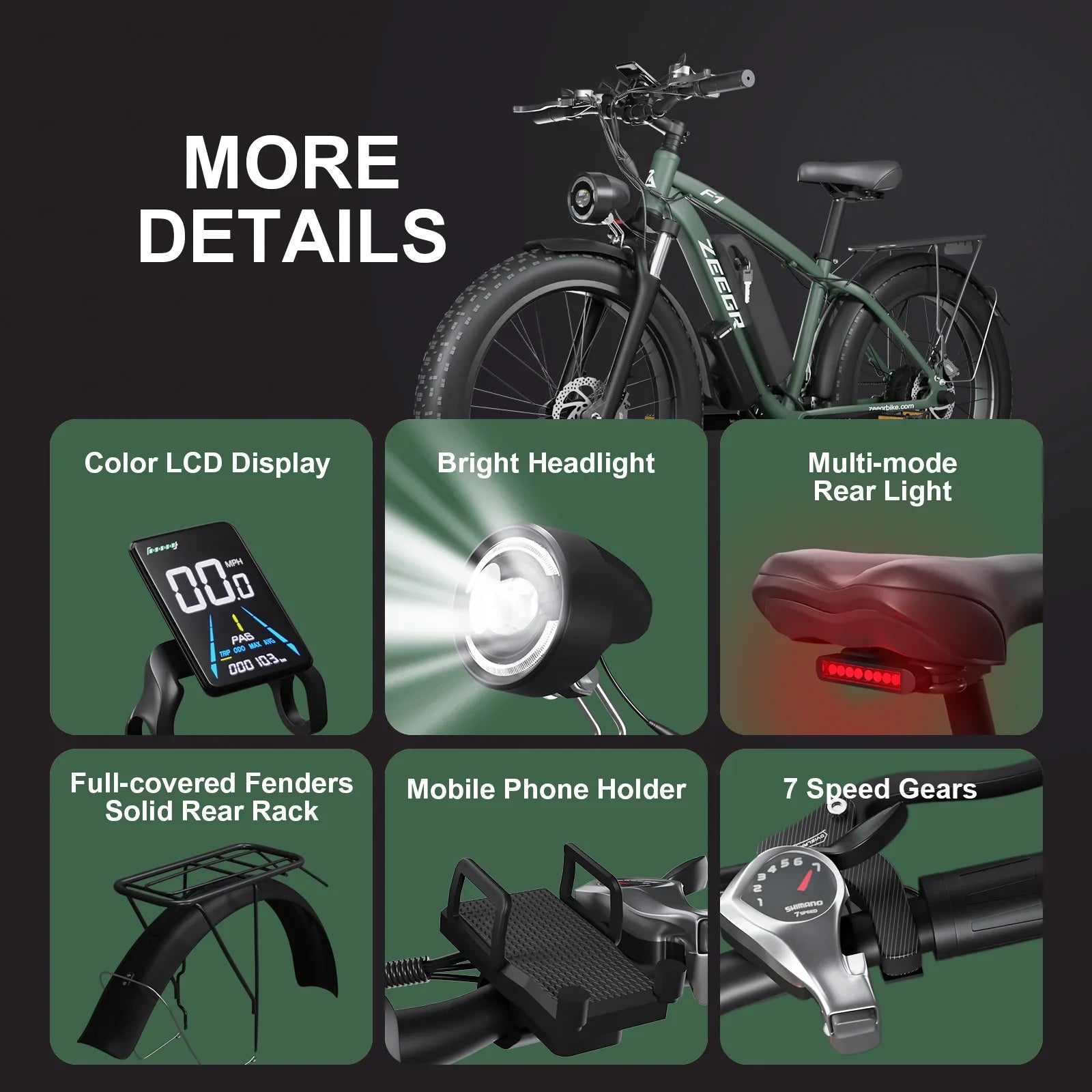 KTX-171091 1000W Fat Tire Electric Bike with 26-Inch Wheels, 7-Speed Gears, and Hydraulic Disc Brakes