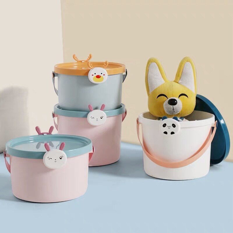 KTX-171091 Children's Cartoon Portable Plastic Storage Bucket for Toys, Stationery, and More