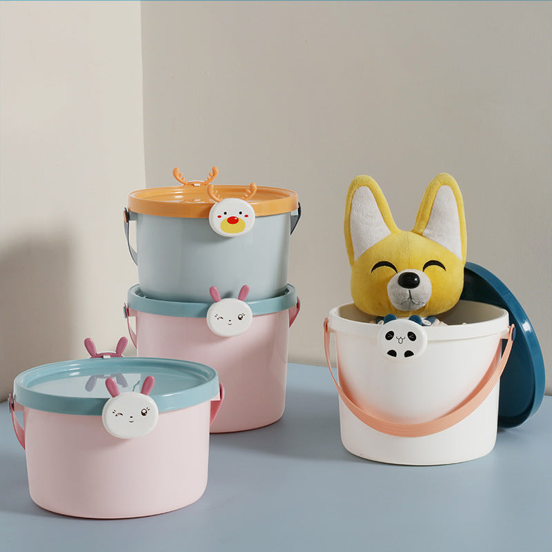 KTX-171091 Children's Cartoon Portable Plastic Storage Bucket for Toys, Stationery, and More