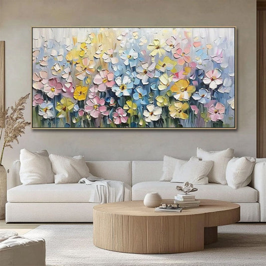 KTX-171475 Hand-Painted Thick Texture Flower Oil Painting on Canvas for Living Room Decoration, No Frame