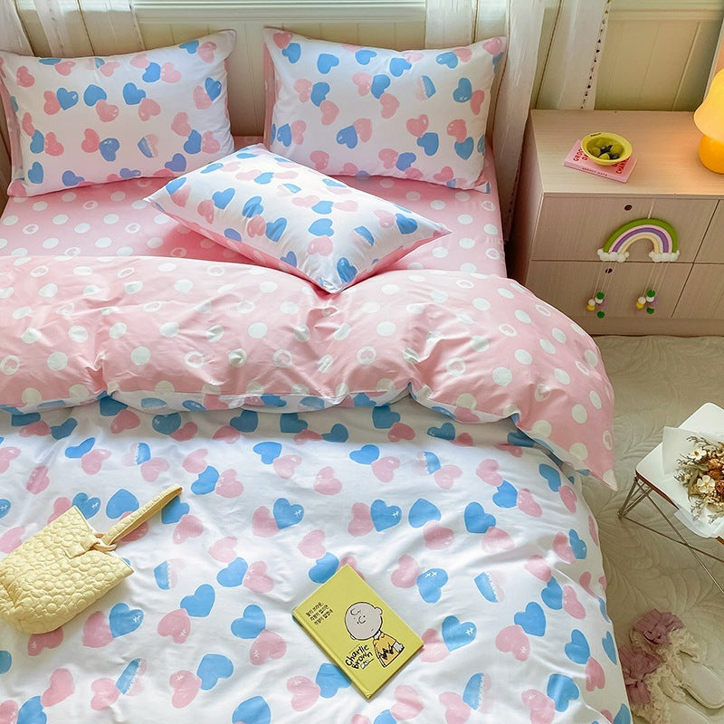 KTX-171539 Printed Cartoon Girl Cotton Quilt Cover Set - Four-Piece Bedding Collection