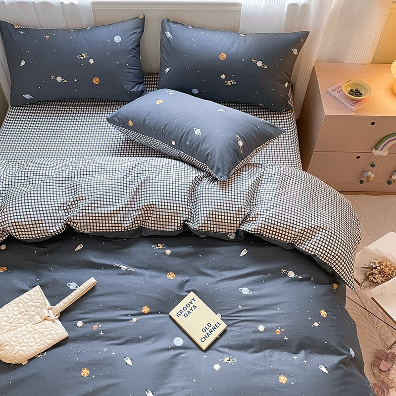 KTX-171539 Printed Cartoon Girl Cotton Quilt Cover Set - Four-Piece Bedding Collection