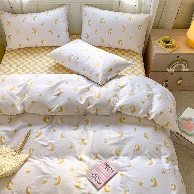 KTX-171539 Printed Cartoon Girl Cotton Quilt Cover Set - Four-Piece Bedding Collection