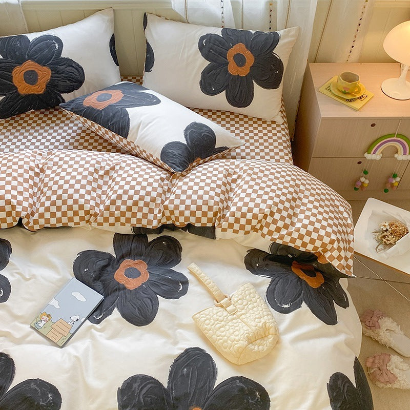 KTX-171539 Printed Cartoon Girl Cotton Quilt Cover Set - Four-Piece Bedding Collection