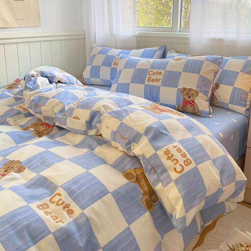 KTX-171539 Printed Cartoon Girl Cotton Quilt Cover Set - Four-Piece Bedding Collection