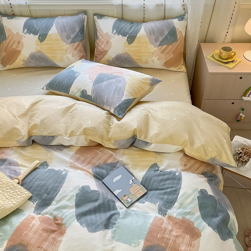 KTX-171539 Printed Cartoon Girl Cotton Quilt Cover Set - Four-Piece Bedding Collection