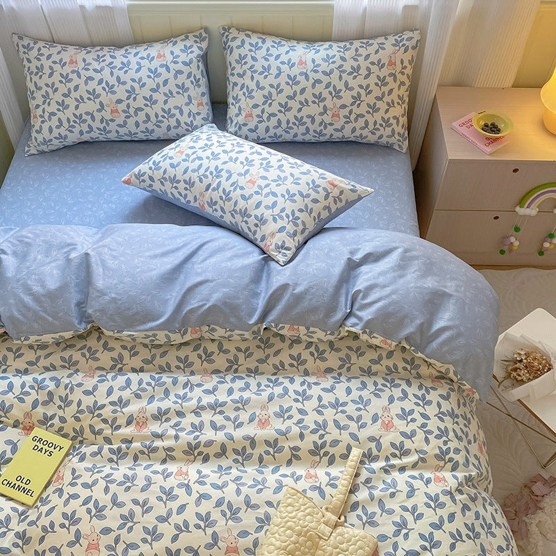 KTX-171539 Printed Cartoon Girl Cotton Quilt Cover Set - Four-Piece Bedding Collection